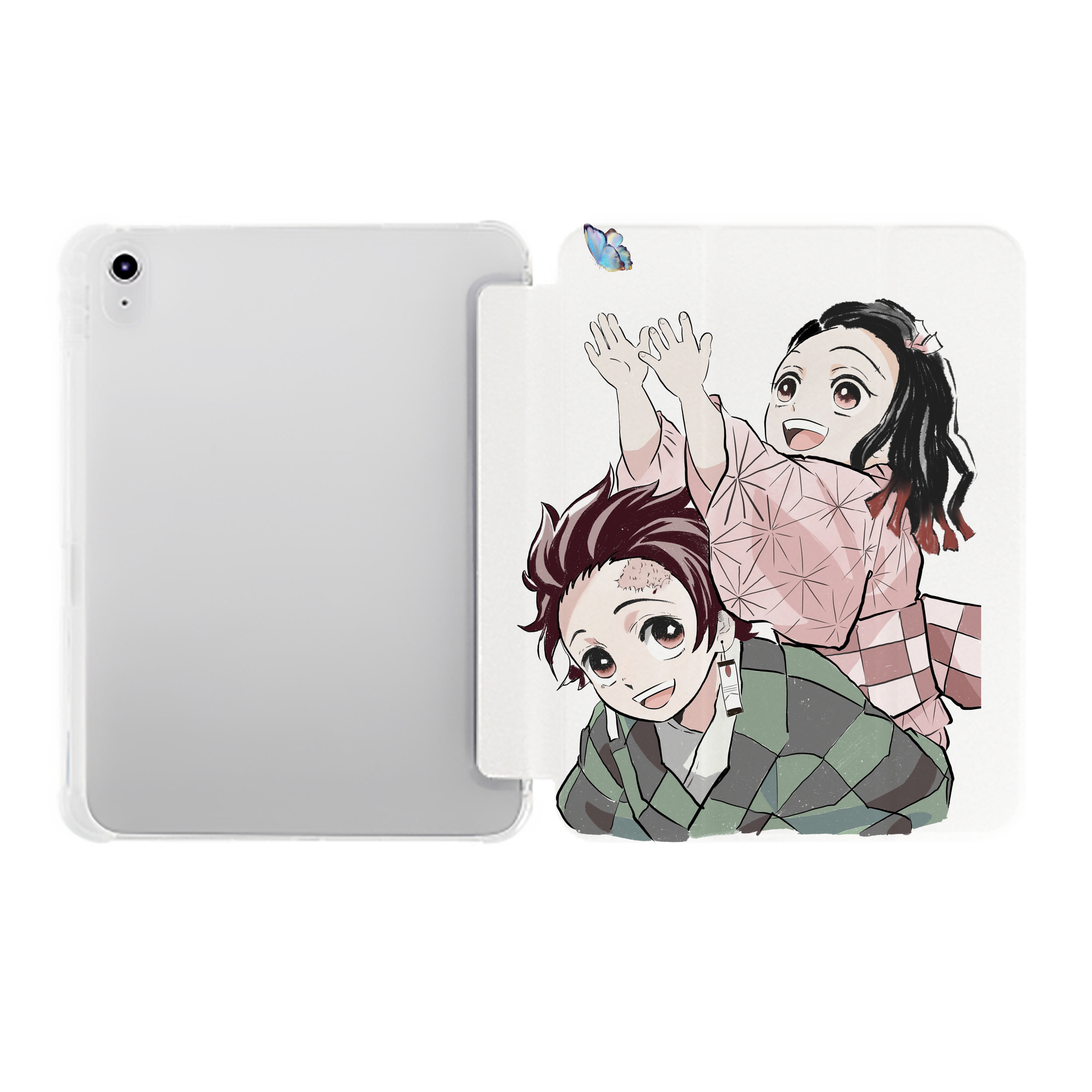 （画像用） 鬼滅の刃（きめつのやいば）竈門 禰󠄀豆子／かまど ねずこ Kamado Nezuko IPad ケース ペン収納付き 三つ折りスタンド PUレザー×シリコン 対応機種9.5/10.5/10.9インチ